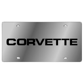 C4 New License Plate, Polished Stainless with C4 Lettering 1984-1996