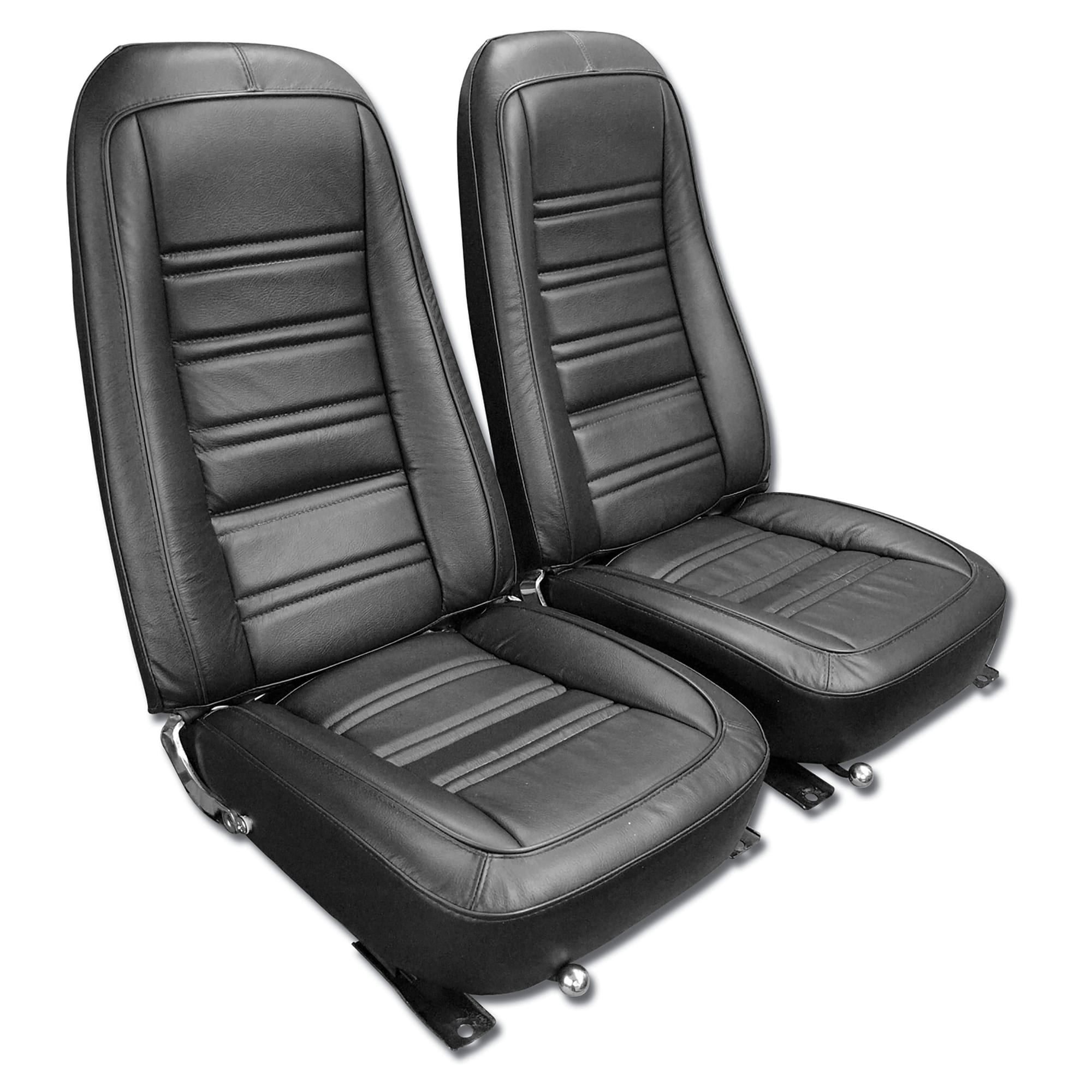C3 New Driver Leather Seat Covers, Black Leather/Vinyl 1976-1978