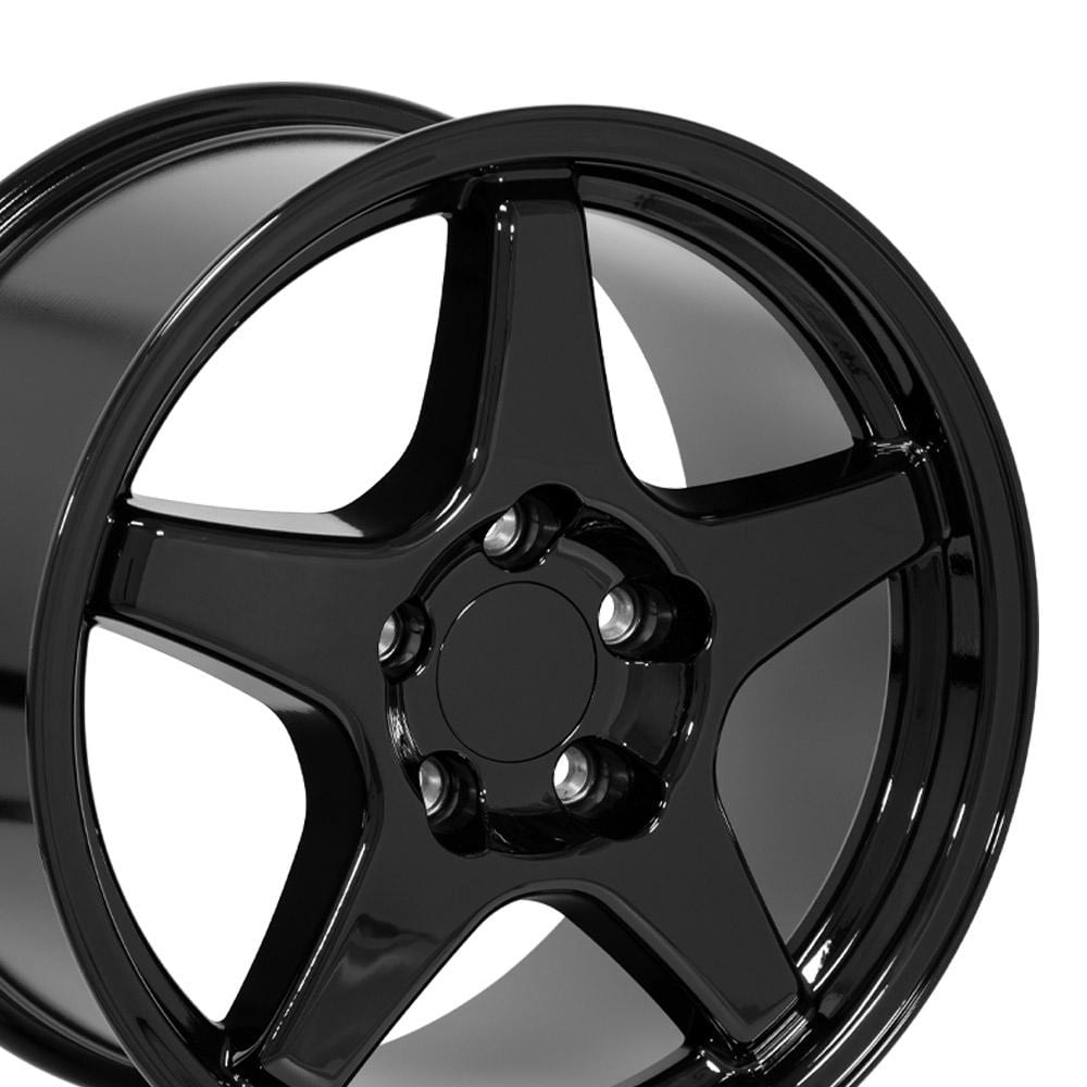 C4 New Gloss Black 17x9.5 Wheel Set of 4 (CV01) 1988-1996