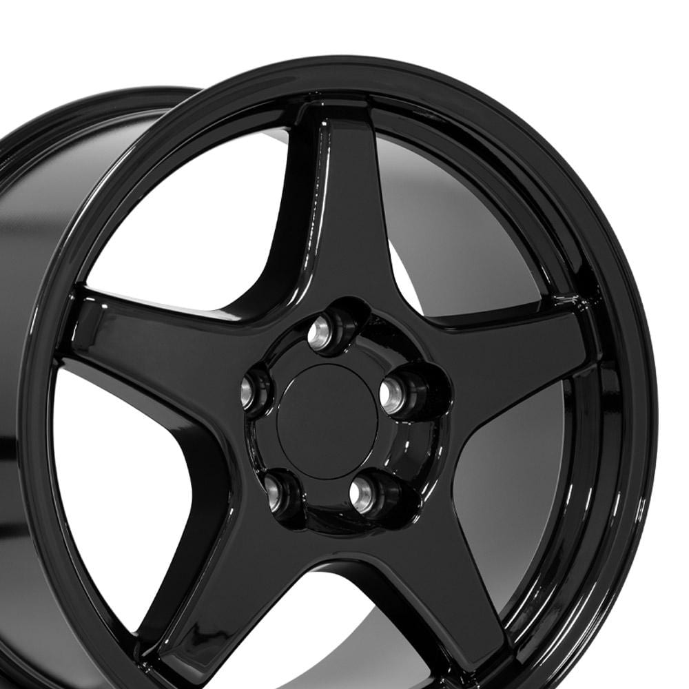 C4 New Gloss Black 17x9.5 Wheel Set of 4 (CV01) 1988-1996