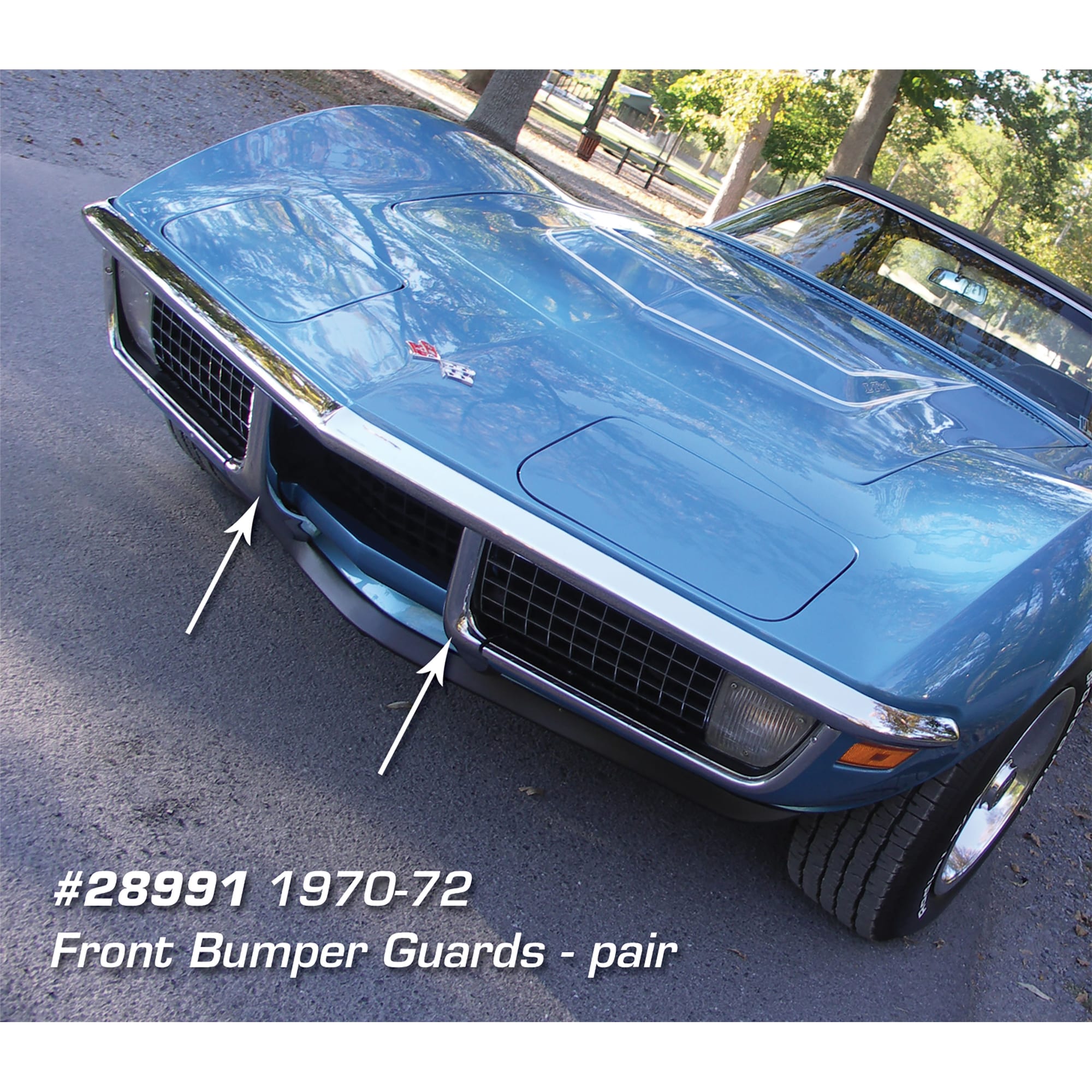 C3 New Front Bumper Guards, Pair 1970-1972