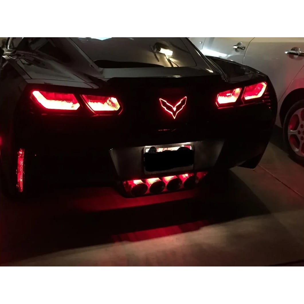 C7 New LED Hydro Carbon Emblem Lighting Rear Only with Red LEDS 2014-2019
