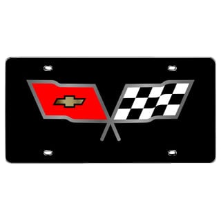 C3 New Carbon Stainless License Plate Cover, Flags 1968-1982