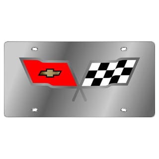 C1-C8 New Stainless License Plate Cover, Flags 1953-2026