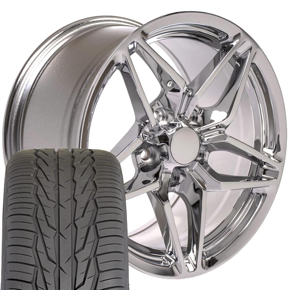 C4 New Chrome 17x9.5 Wheel and Tire Set of 4 (CV31) with 275/40r17 Toyo Extensa HP II 1988-1996
