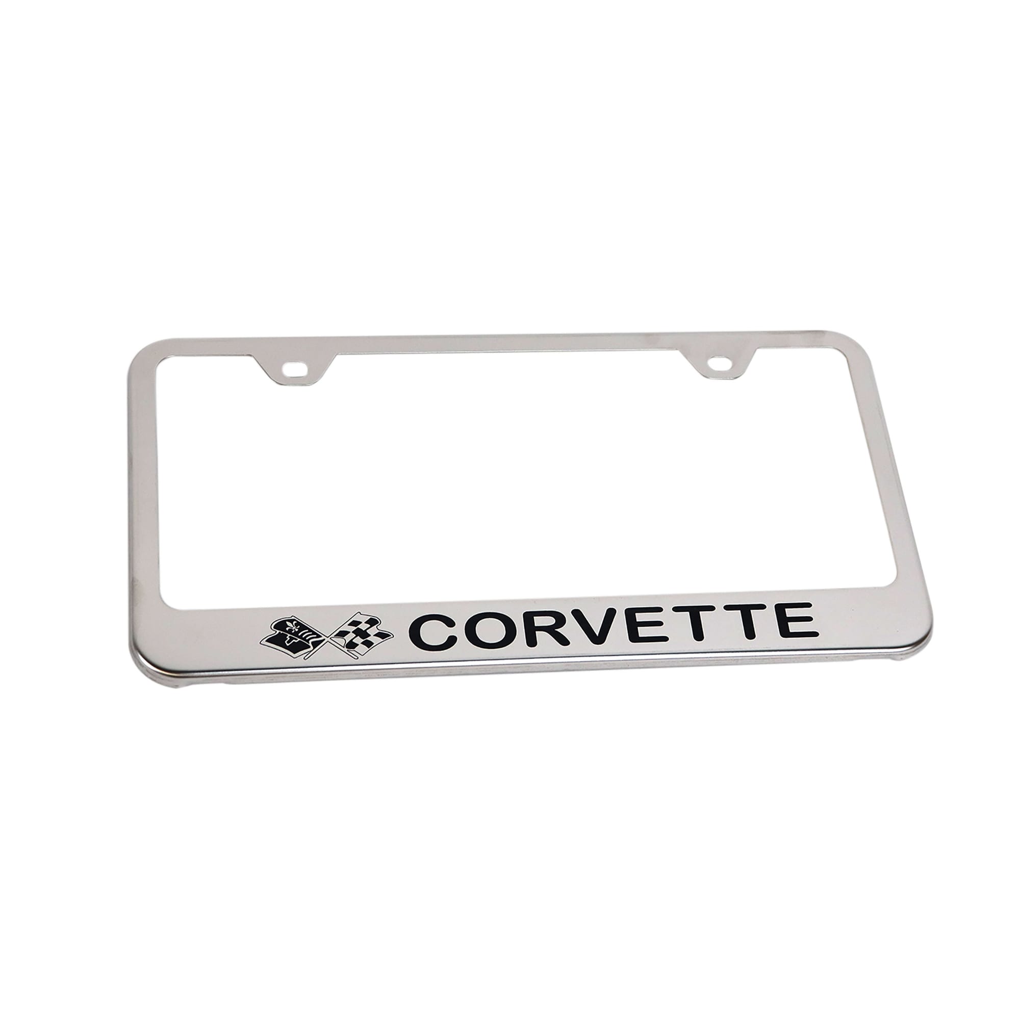 C3 New License Plate Frame with Laser-Etched Logo, Mirrored Chrome 1968-1982