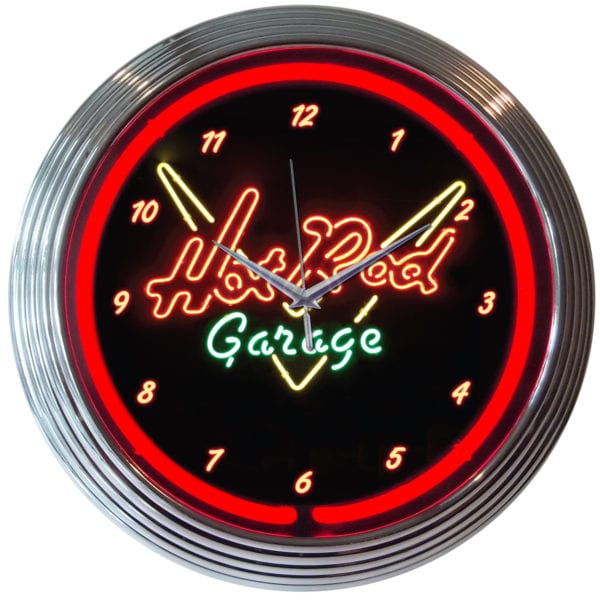 C1-C8 New Hot Rod Garage Neon Clock 1953-2026