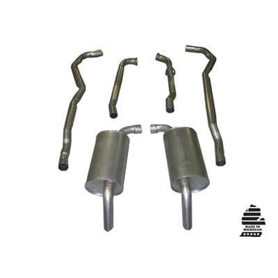 C3 New Exhaust System - 454 Automatic 2.5 Inch with Round Mufflers 1974