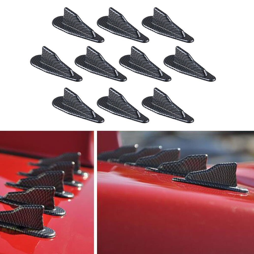 C1-C8 New Carbon Fiber Style Air Vortex Diffuser Shark Fins for Roof or Spoiler - 10pc Set 1953-2026