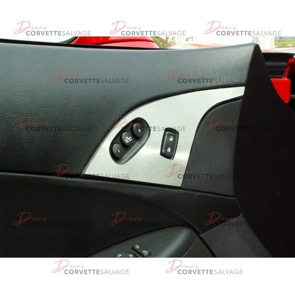 C6 Corvette Driver-Side New Stainless Steel Door Lock Trim Plate Set with Seat Memory Buttons 2005-2013
