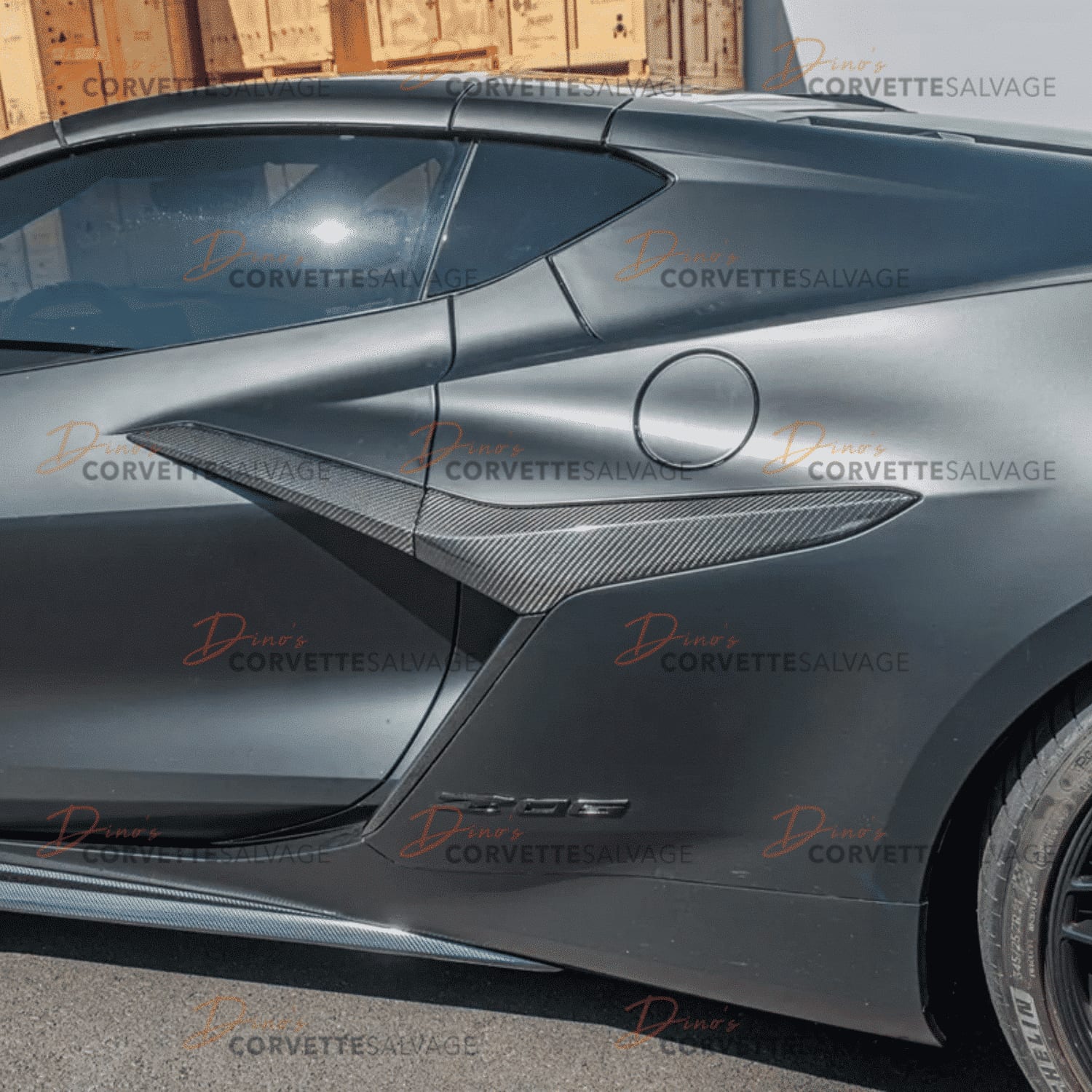 C8 Corvette New E-Ray, Z06 Carbon Fiber Side Fender Vent Door Trim Set 2023-2024