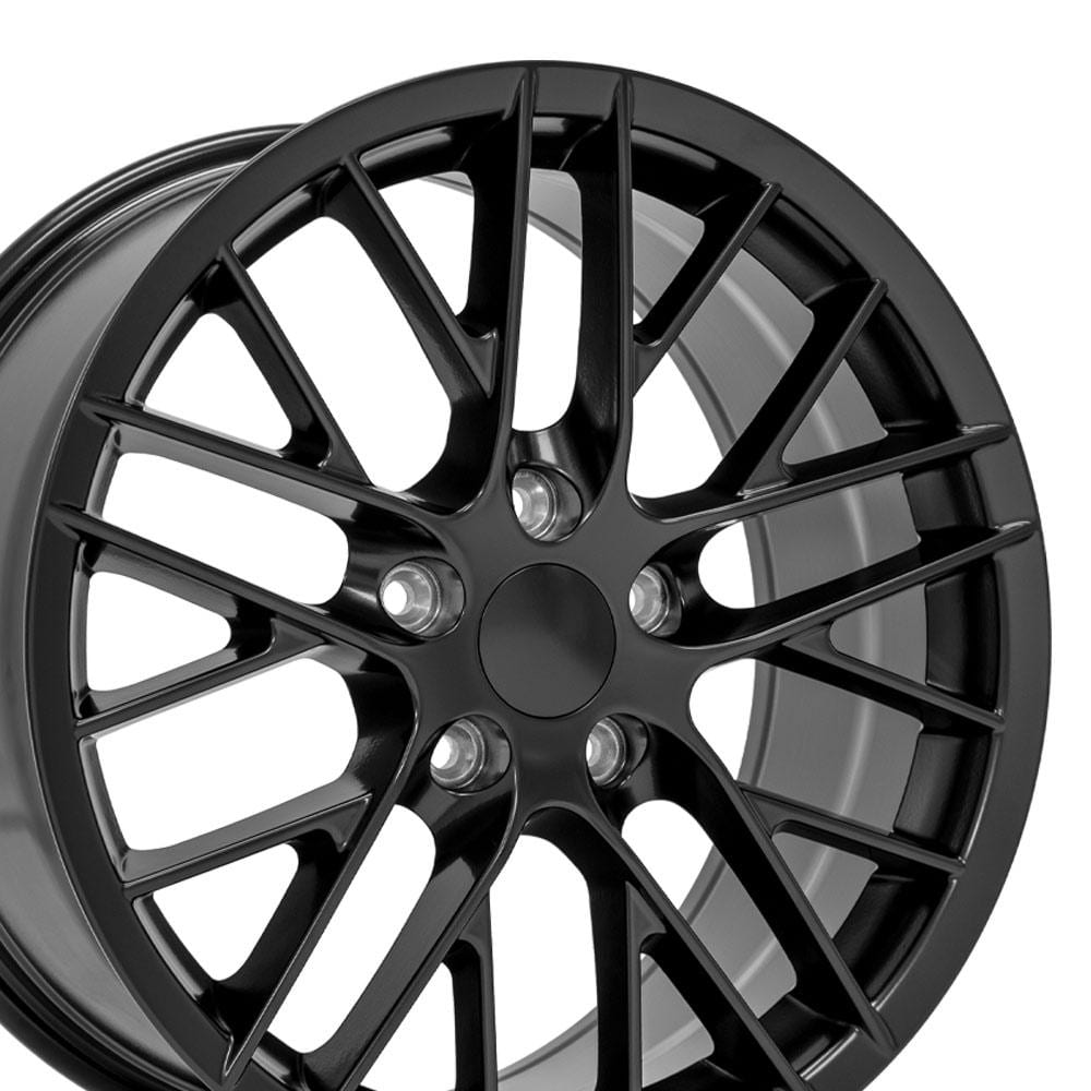 C4-C5 New Satin Black 18x8.5 and 18x10.5 Wheel Set of 4 (CV08B) 1988-2004