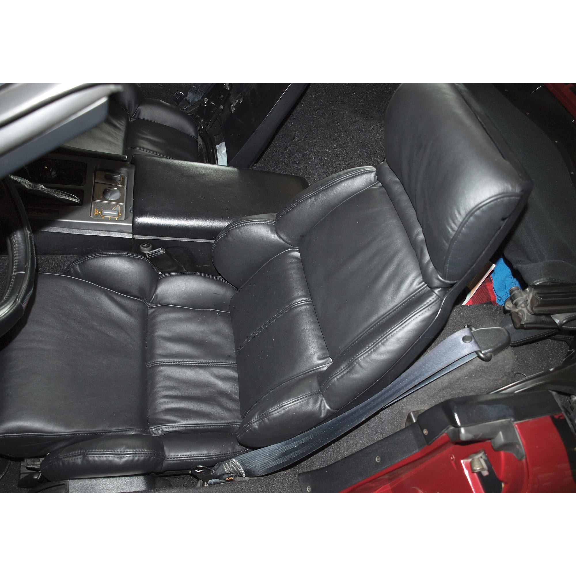 C4 New Driver Leather Seat Covers, Black Standard 1989-1992