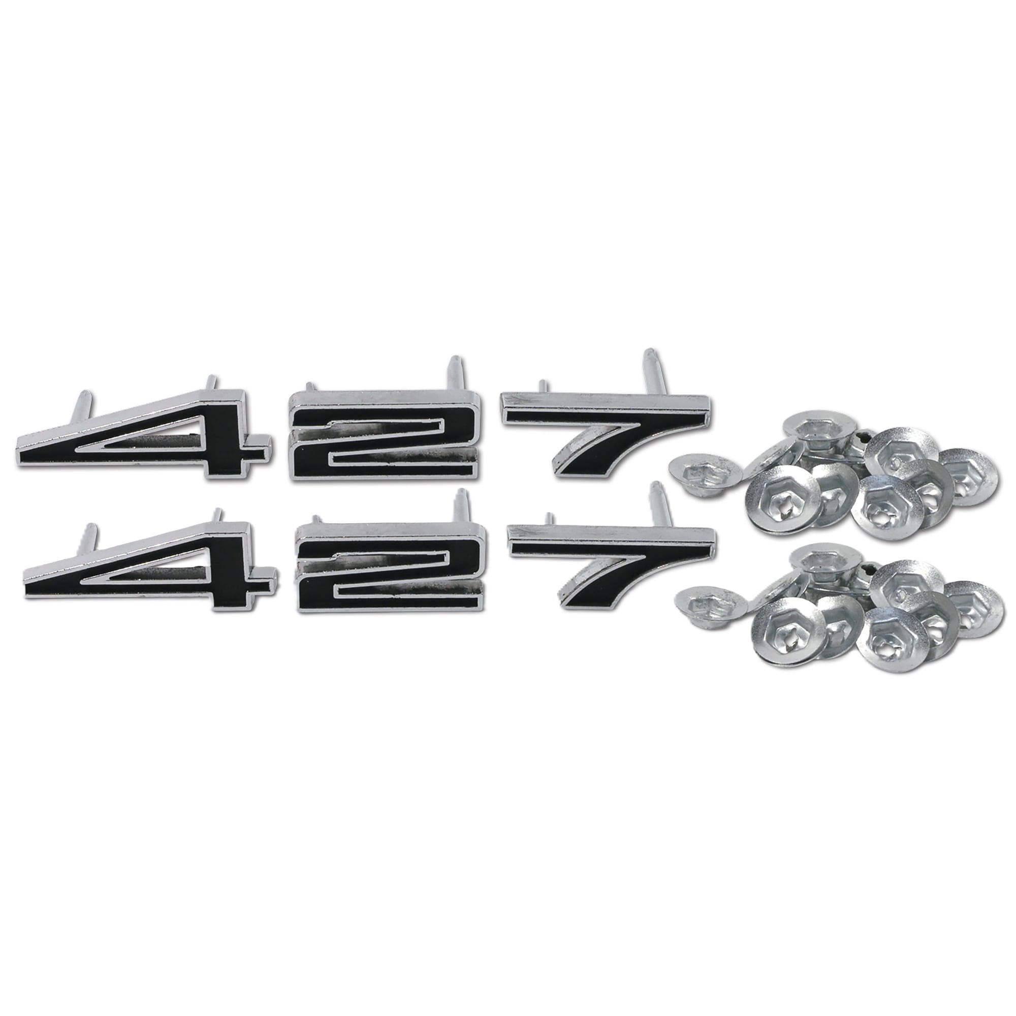 C2-C3 New Hood Numbers, 427 - 6 Piece Set with Speednuts 1967-1969