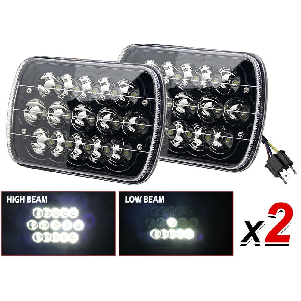 C4 New Black LED Headlights - Hi-Lo Beam 1984-1996