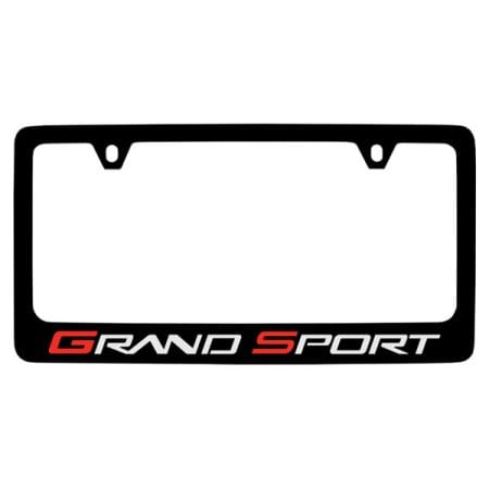 C6 New Black Powder-Coated Grand Sport Logo - License Plate Frame 2010-2013