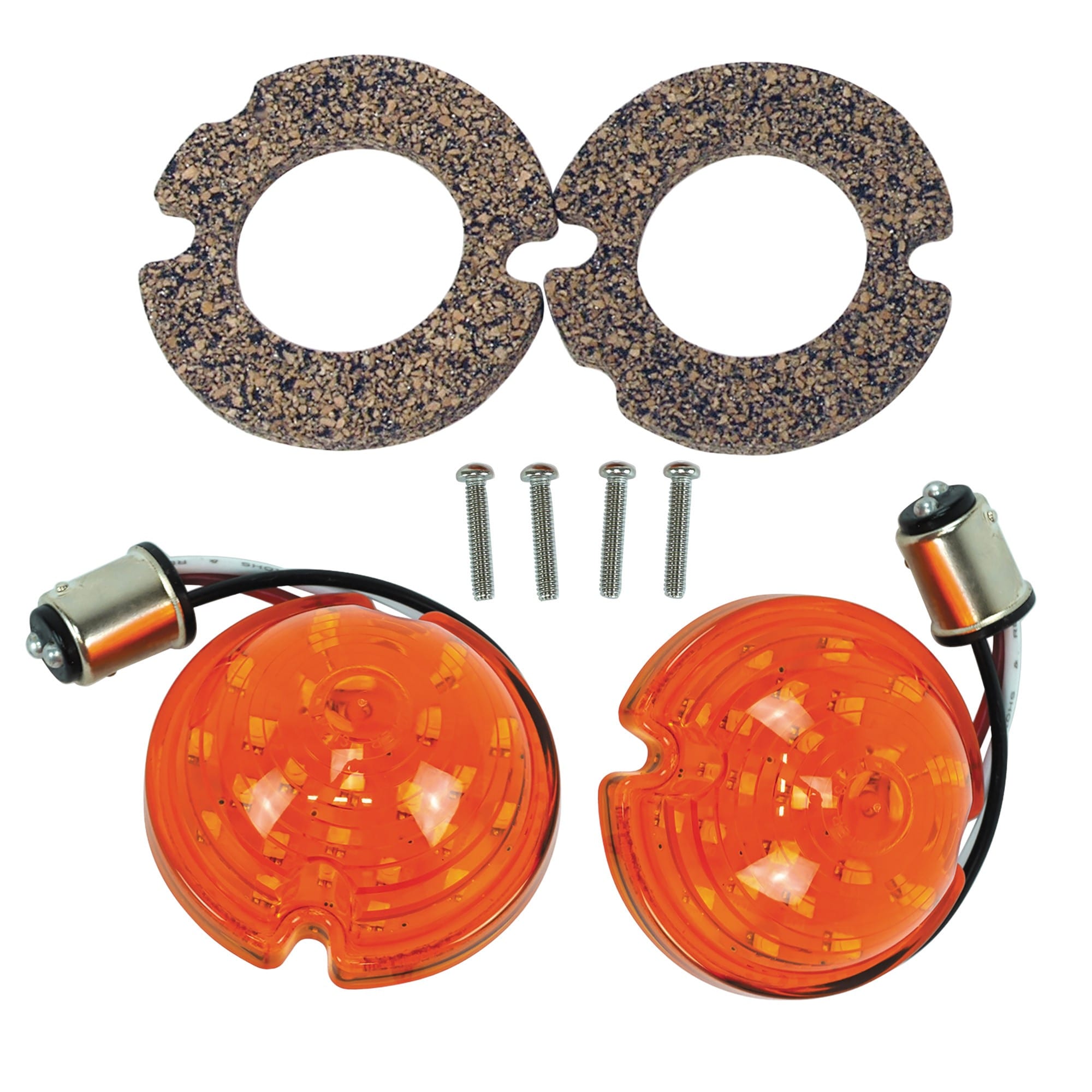 C1 New LED Front Parking Light Kit - Amber - Two LED Assmblies & Gaskets 1953-1962