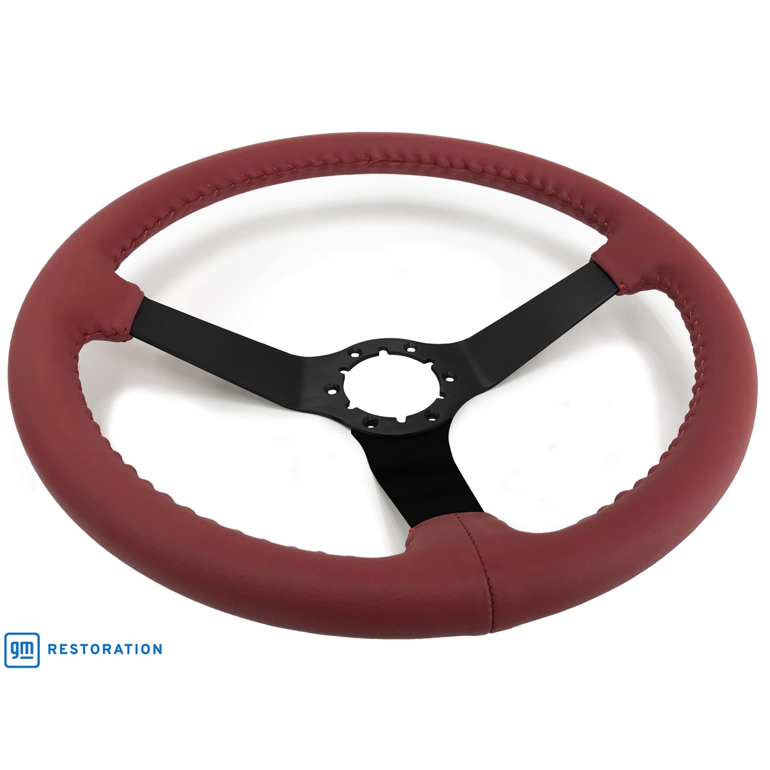 C3 New Red Leather Steering Wheel Black Spokes 1977-1982