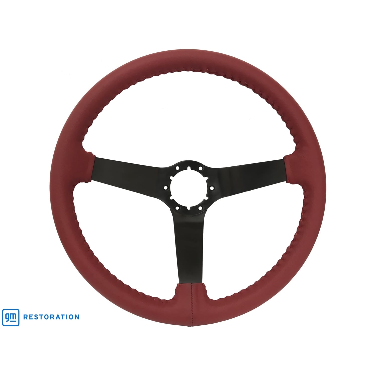 C3 New Red Leather Steering Wheel Black Spokes 1977-1982