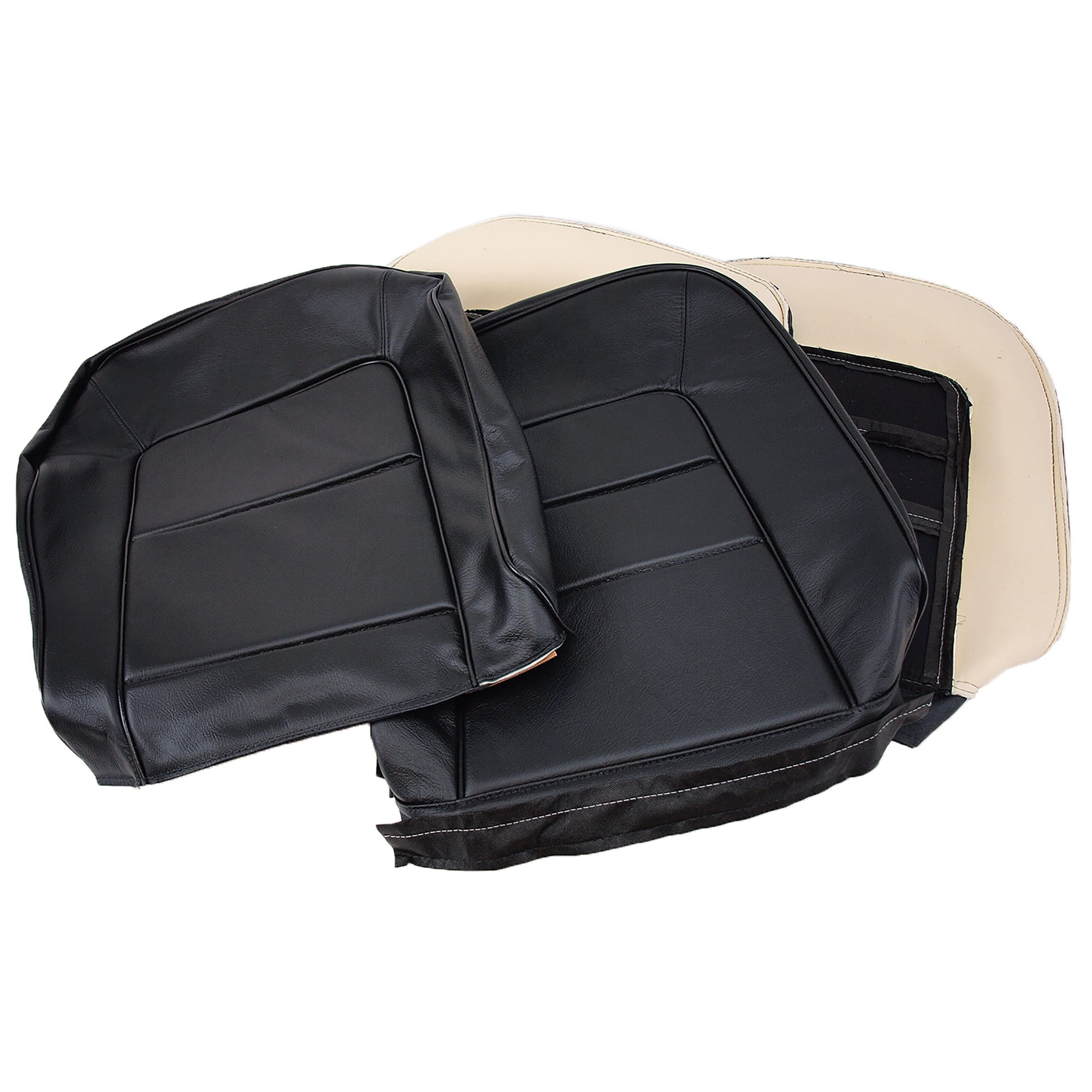 C2 New Driver Leather Seat Covers, Black 1965
