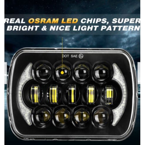 C4 New 120W Osram LED Headlight Hi-Lo Beam Halo DRL - Pair 1984-1996