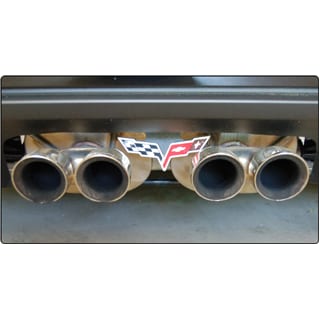 C6 New Exhaust Plate, Stainless Steel with C6 Emblem - Aftermarket Or NPP Exhaust 2005-2013