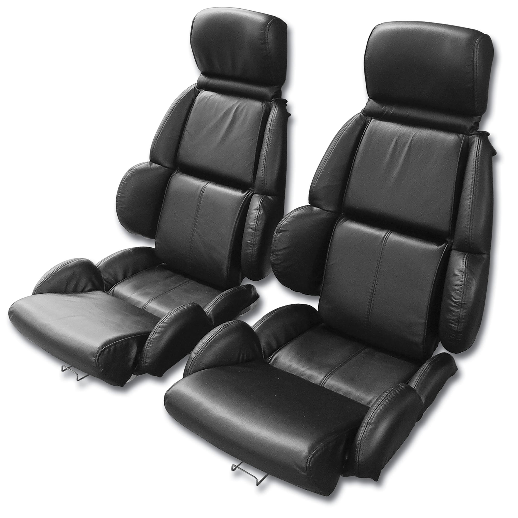 C4 New Mounted Driver Leather Seat Covers, Black Standard 1989-1992