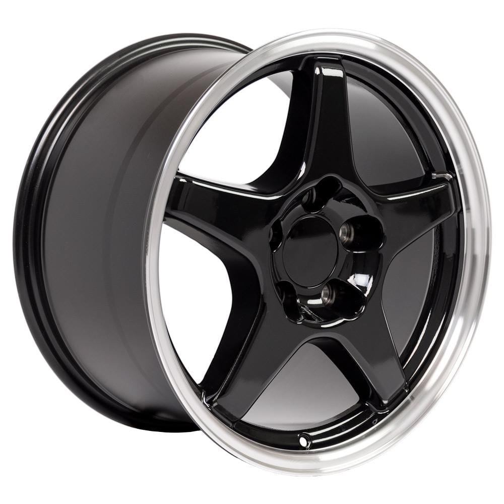 C4 New Gloss Black Machined Lip 17x9.5 Wheel and Tire Set of 4 (CV01) with 275/40r17 Toyo Extensa HP II 1988-1996