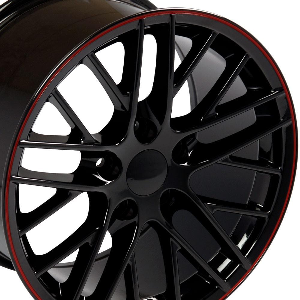 C4 New Gloss Black Redline 17x9.5 Wheel and Tire Set of 4 (CV08) with 275/40r17 Toyo Extensa HP II 1988-1996