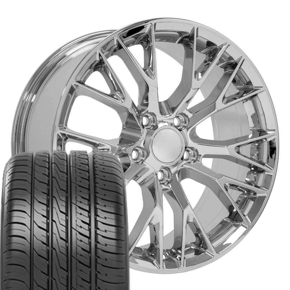 C4 New Chrome 18x8.5 Wheel and Tire Set of 4 (CV22) with 245/40r18 Ironman iMove GEN 3 1988-1996