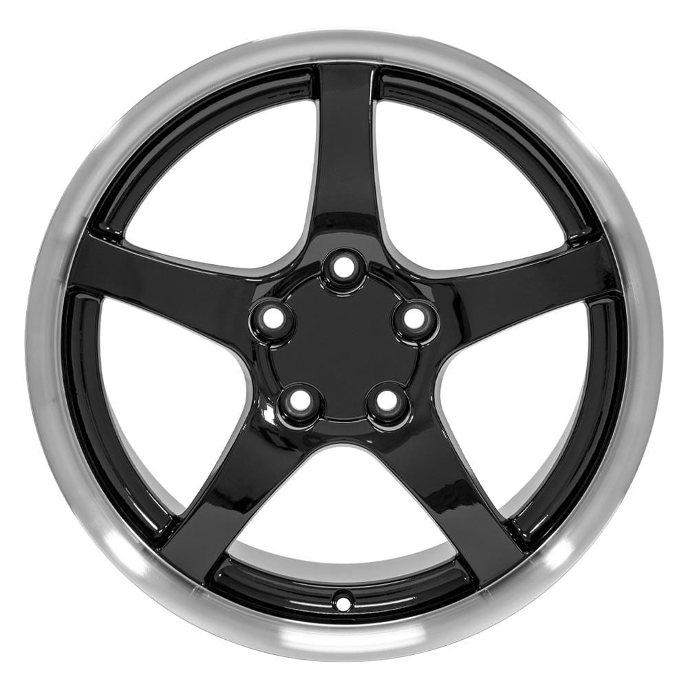 C4 New Gloss Black Machined Lip 18x9.5 Wheel Set of 4 (CV05) 1988-1996