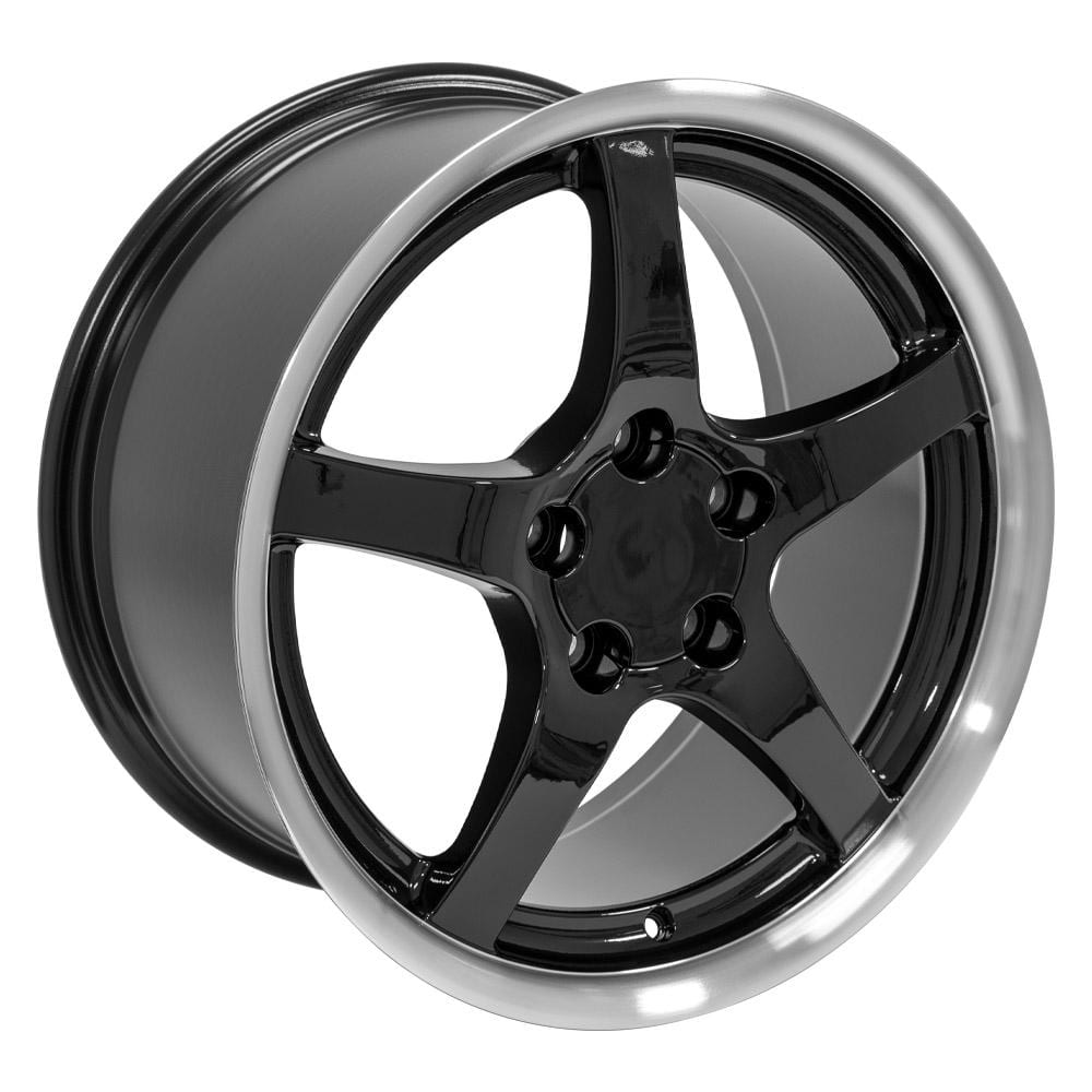 C4 New Gloss Black Machined Lip 18x9.5 Wheel Set of 4 (CV05) 1988-1996