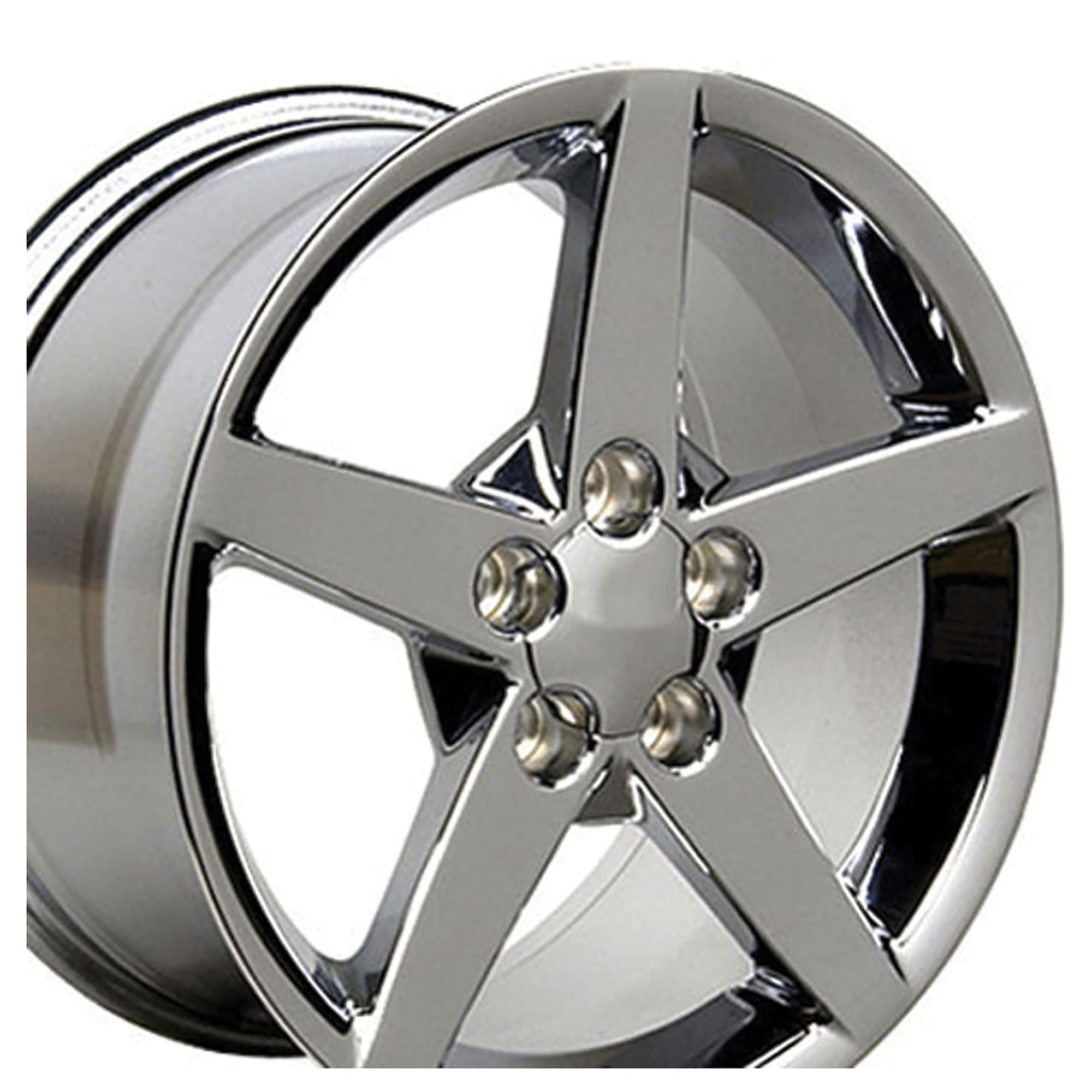 C6 New C6 5 Spoke Wheel Set - Chrome Stock Replacement with Wide Fronts 2005-2013