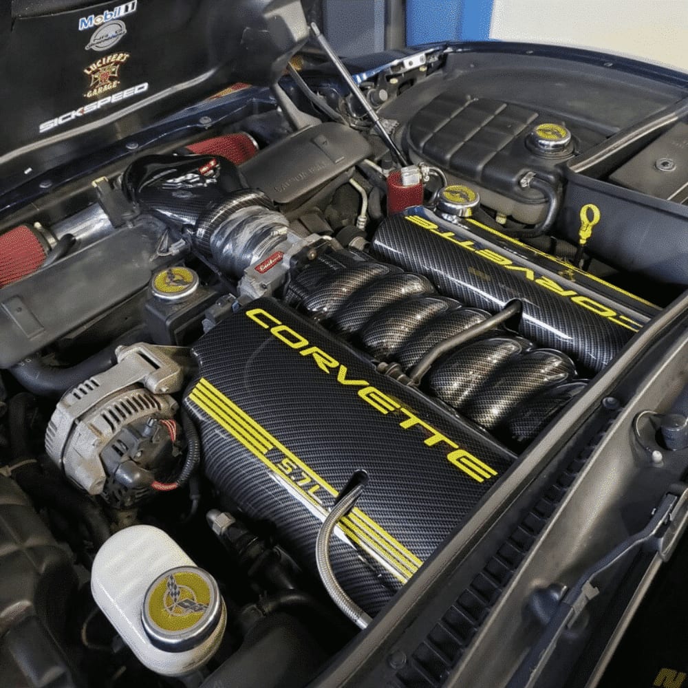 C5 Corvette New LS1 Hydro Carbon Fiber Smooth Fuel Rail Cover Set 1999-2004