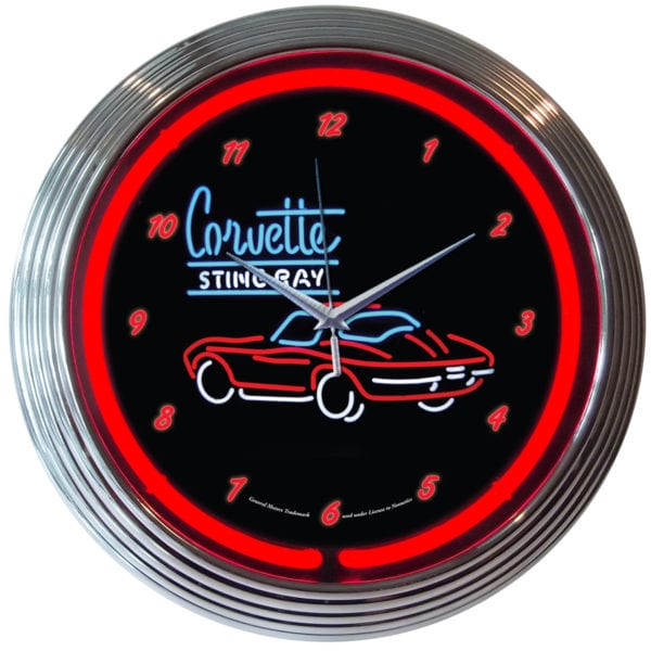 C2 New Neon Clock with Vette Silhouette & Script 1963-1967
