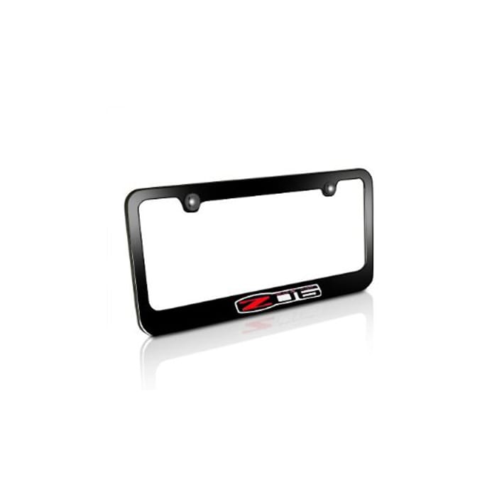 C6 New Black Powder-Coated Z06 Logo - License Plate Frame 2006-2013