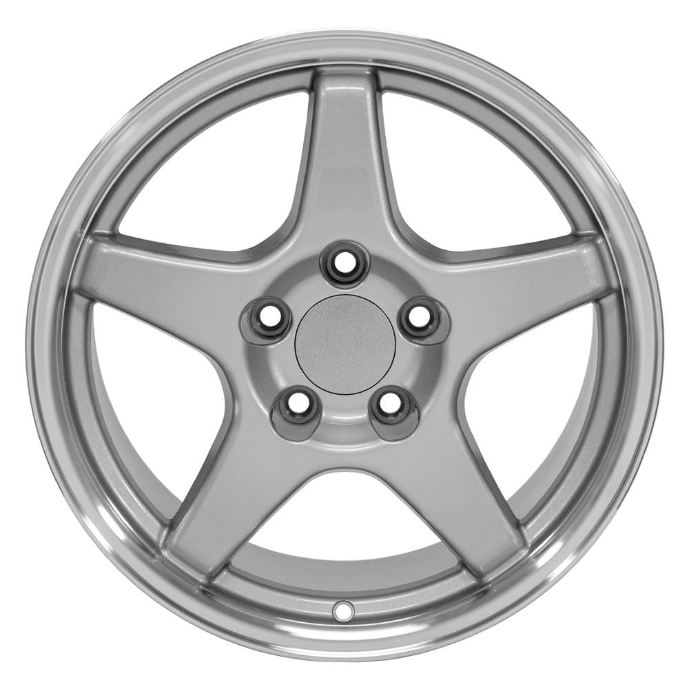 C4 New Gloss Silver Machined Lip 17x9.5 Wheel Set of 4 (CV01) 1988-1996