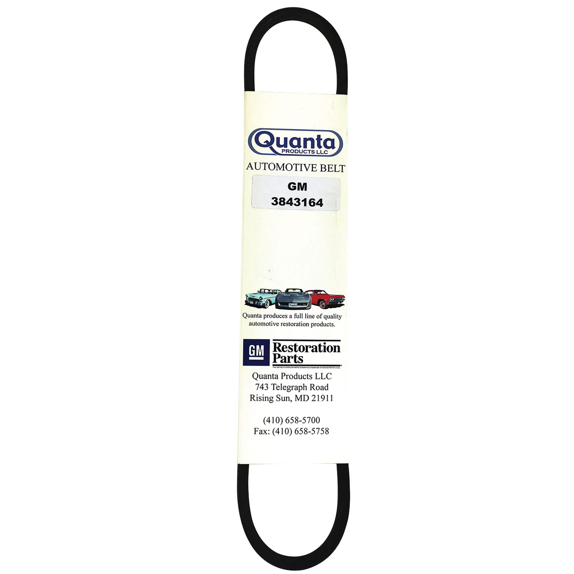 C2 New Belt, Water Pump/Idler - 327 Small Block - Reprodtn - GM# 3843164 1963-1965
