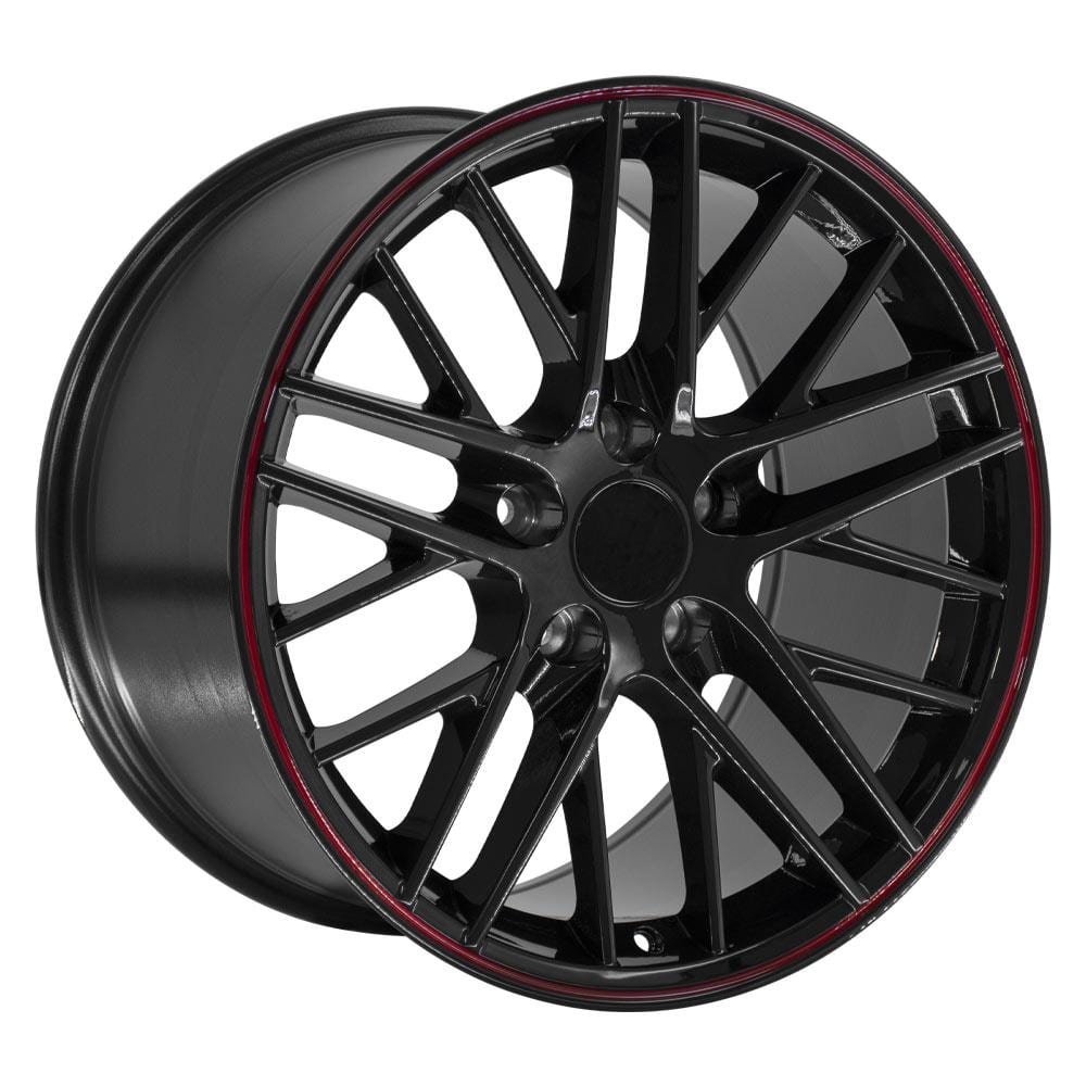 C4-C5 New Gloss Black Redline 17x9.5 and 18x10.5 Wheel Set of 4 (CV08A) 1988-2004