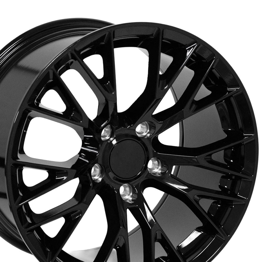 C4 New Gloss Black 17x9.5 Wheel Set of 4 (CV22) 1988-1996