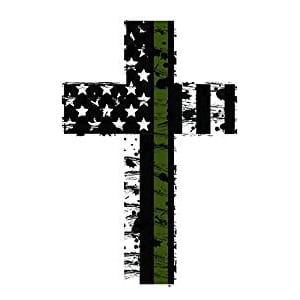 C1-C8 New Tattered US Flag Cross Decal - Military - Choose Style 1953-2026