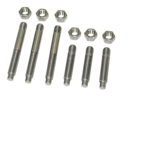 C1-C3 New Exhaust Manifold Studs, with Nuts - Stainless Steel 12pc 1957-1978