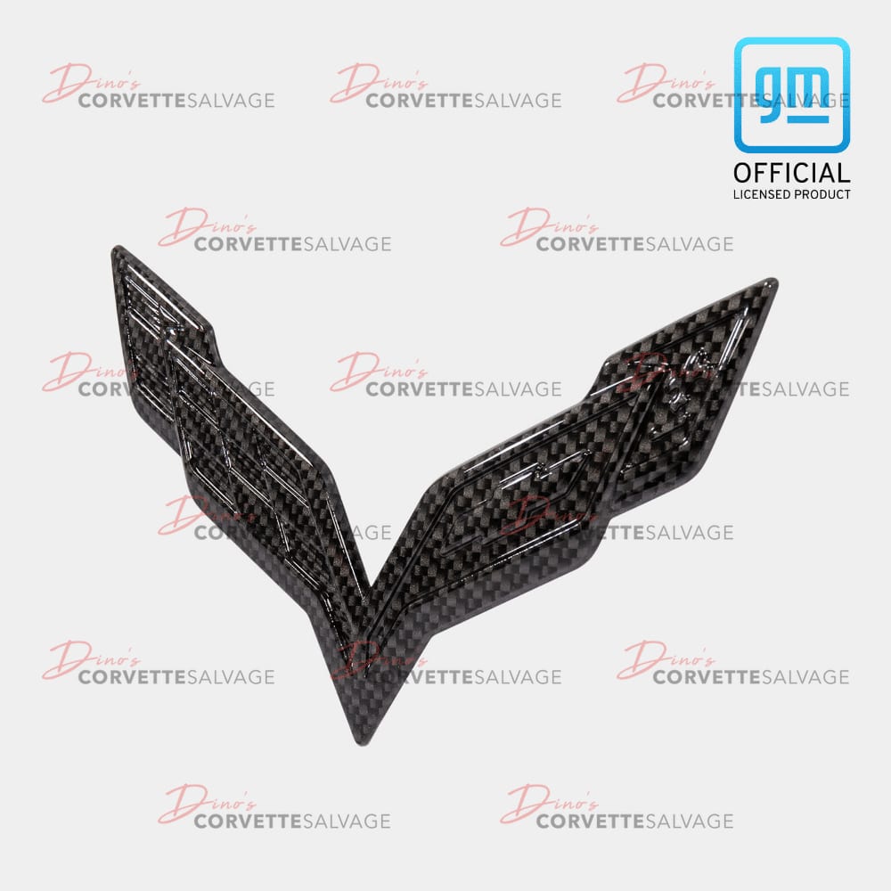 C7 New Front & Rear Hydro Carbon Fiber Flag Emblem Set 2014-2019