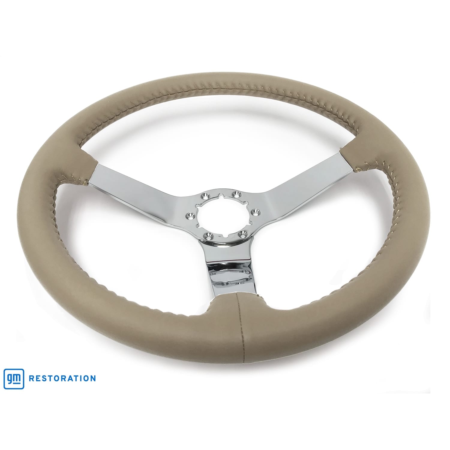 C3 New Tan Leather Steering Wheel Chrome Spokes 1977-1982 (ST3040TAN-GM)