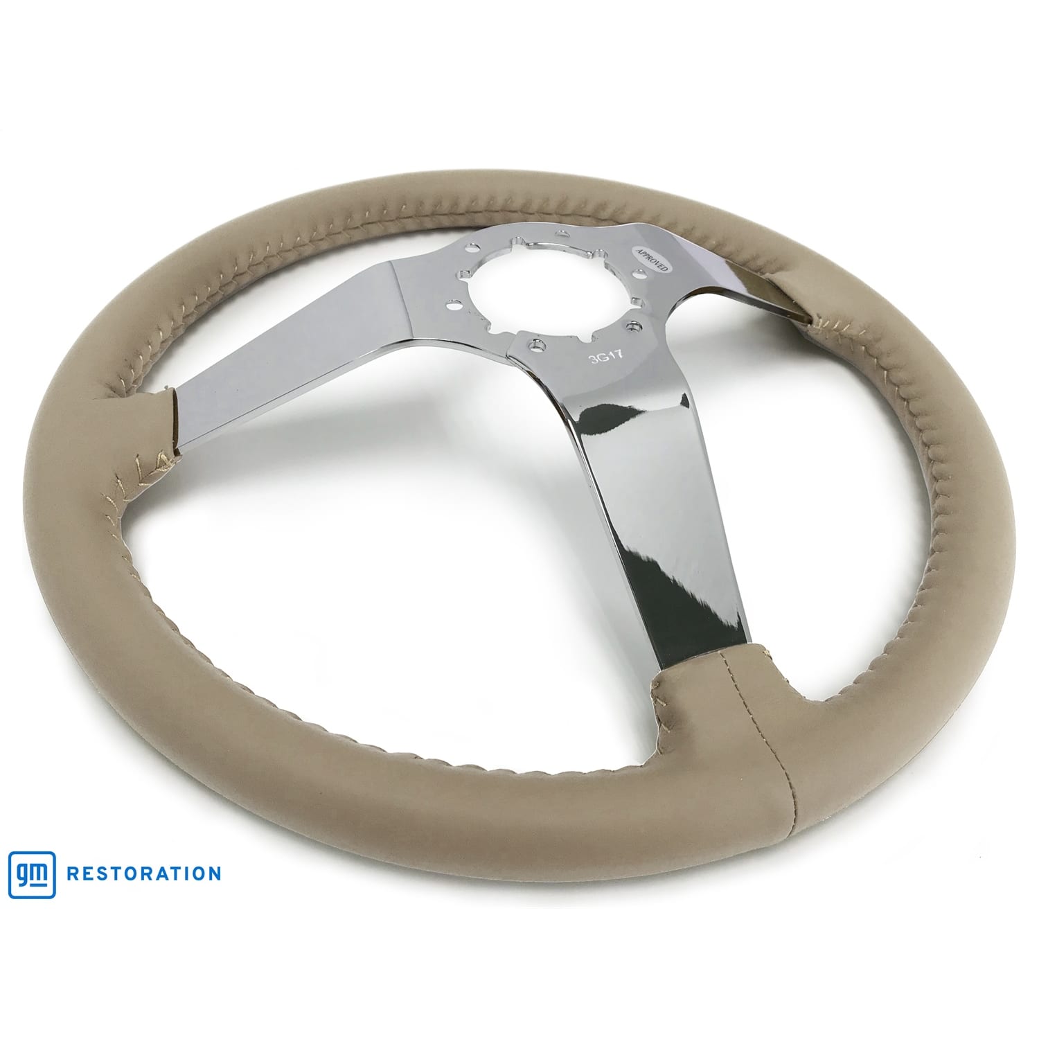 C3 New Tan Leather Steering Wheel Chrome Spokes 1977-1982 (ST3040TAN-GM)