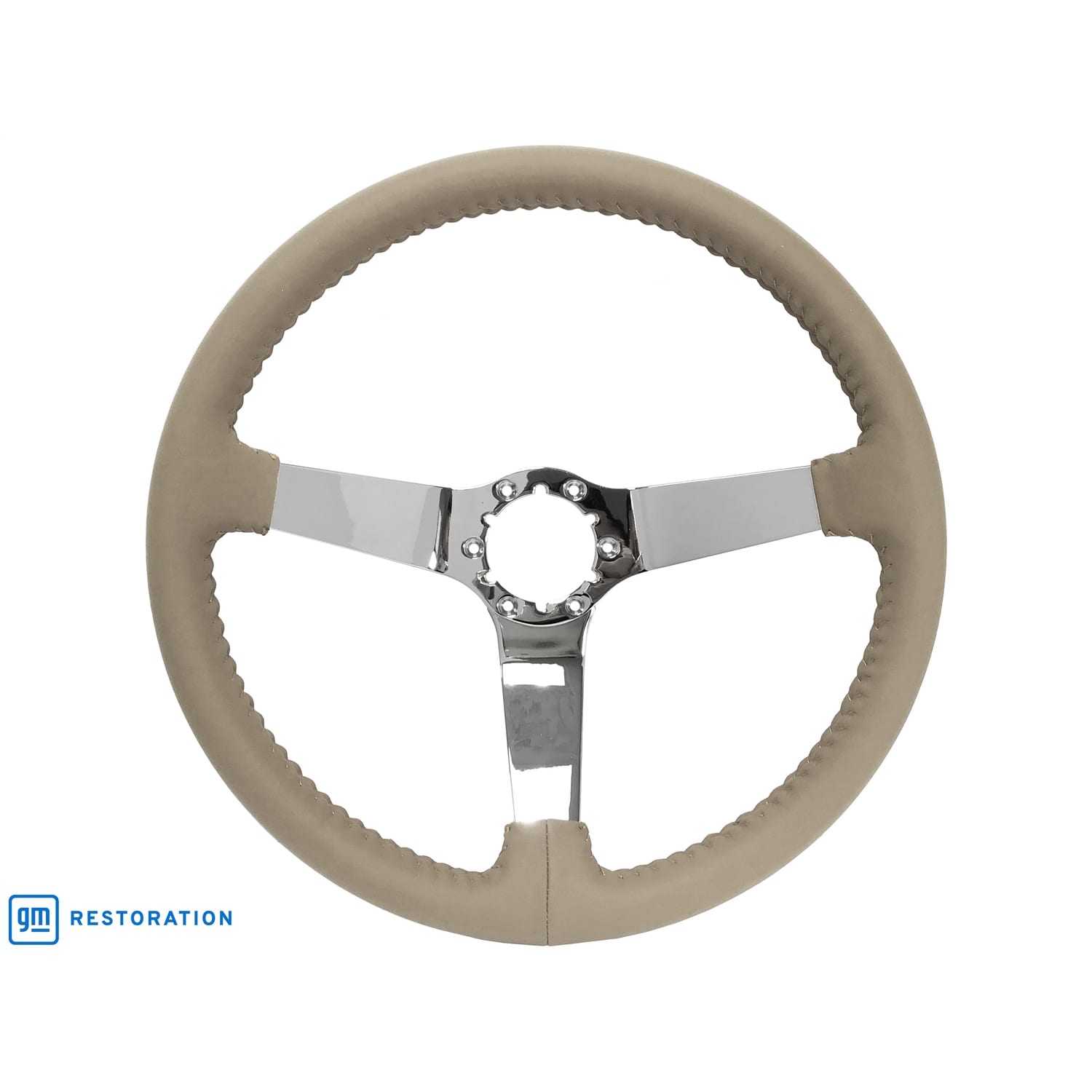 C3 New Tan Leather Steering Wheel Chrome Spokes 1977-1982 (ST3040TAN-GM)