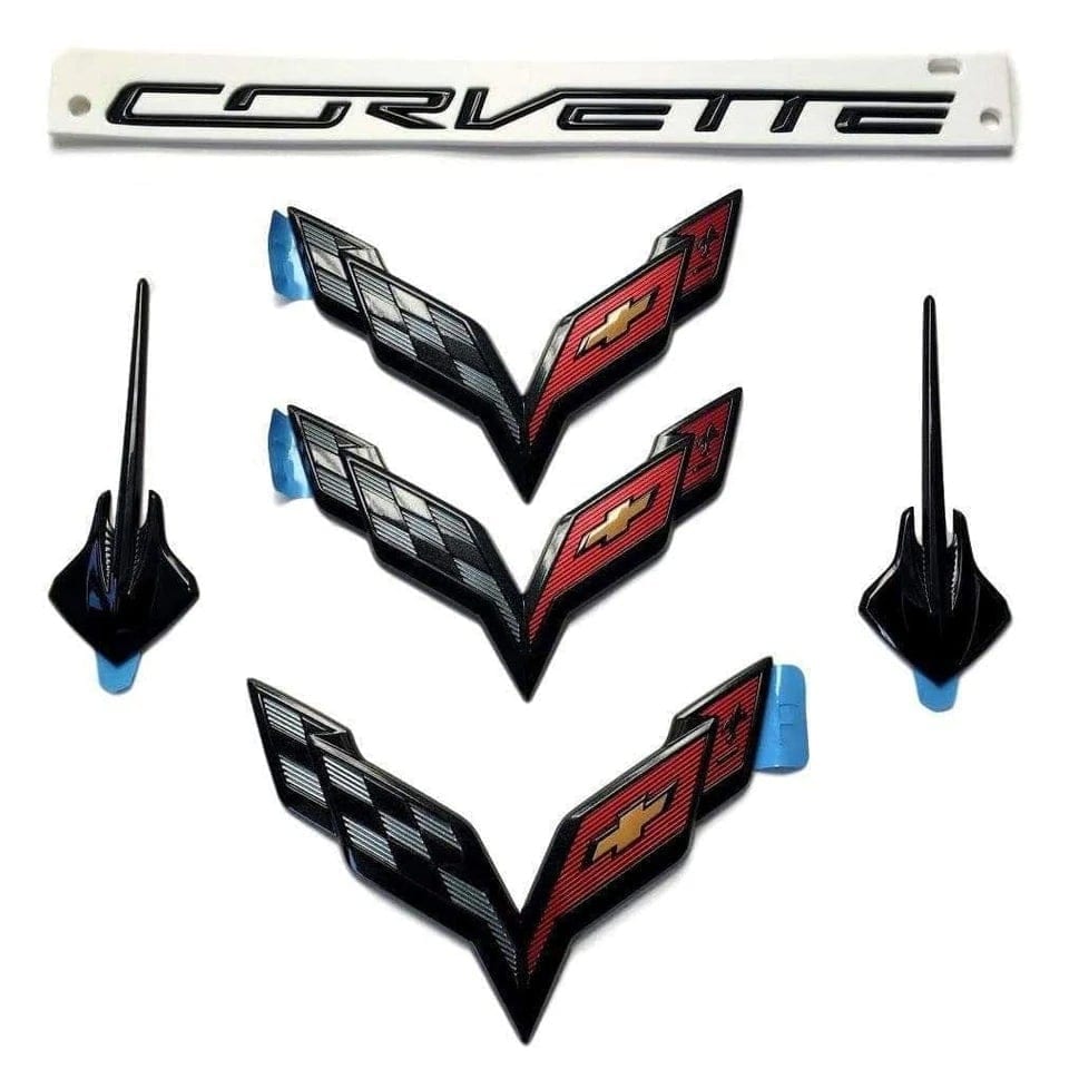 New C7 Black Out Carbon Flash Stingray Emblem Kit 2014-2019