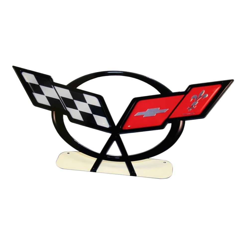 C5 New Crossed Flags Emblem Free Standing Metal Sign 1997-2004