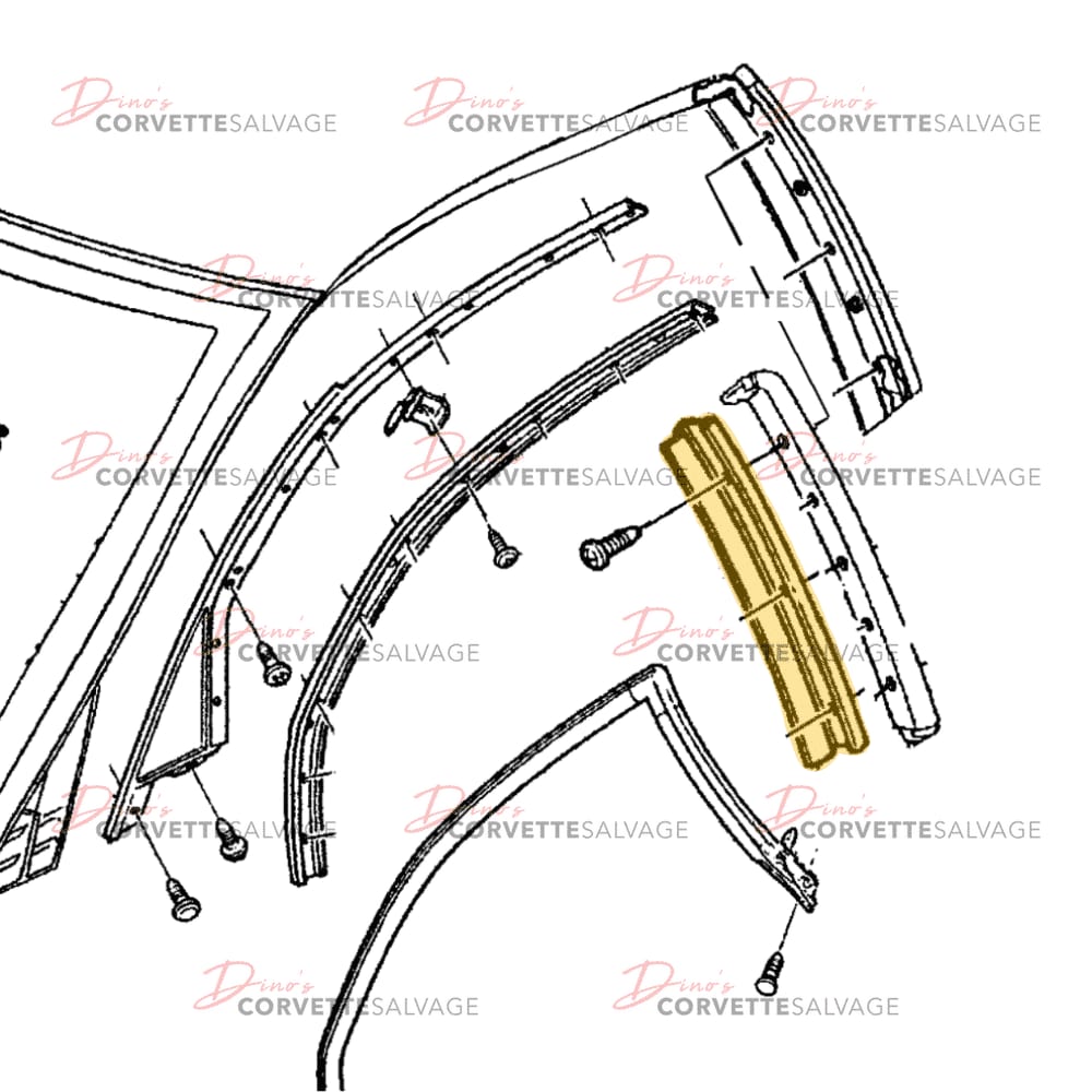 C5 Used Fixed Roof Coupe Front Door Upper Rear Weatherstrip Retainer 1999-2004