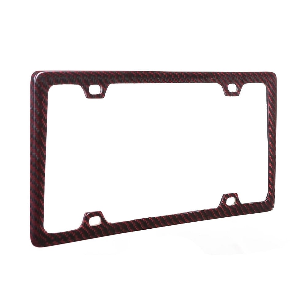 C1-C8 New Thin Red Carbon Fiber License Plate Frame 1953-2026
